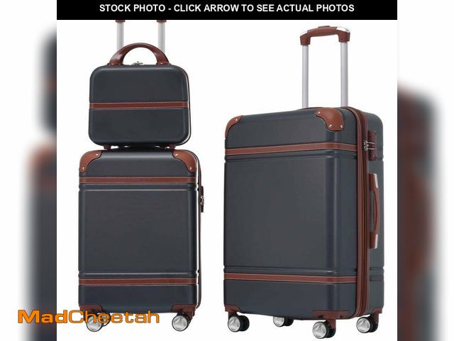Lot 74-14243052 - Polibi 3-Piece Black Hardshell and Cosmetic Case Spinner Luggage Set with TSA Lock Lightweight - UNU...