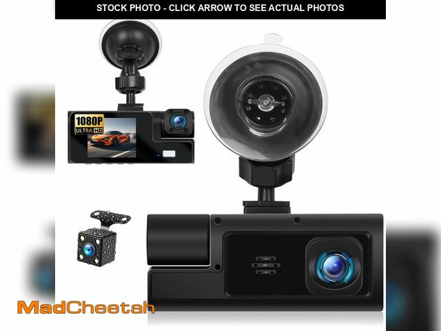 Lot 74-13711365 - 3 Channel Dash Cam Front and Rear Inside, 2.0'' 1080P Dash Camera for Cars, Dash cam Three Way Tripl...