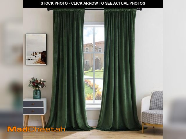 Lot 74-11854087 - MIULEE Olive Green Velvet Curtains Thermal Insulated Blackout Curtain Drapes for Bedroom Living Room...