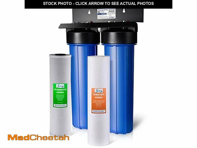 Lot 74-12267077 - iSpring WGB22B 2-Stage Whole House Water Filtration System, 20" x 4.5" Sediment &amp; Carbon Block F...