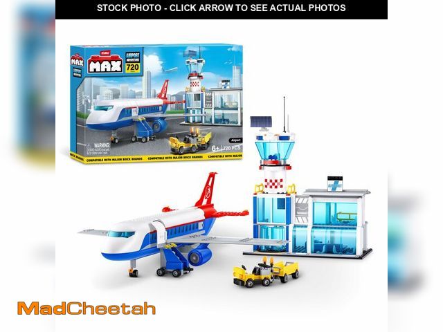 Lot 74-12849724 - MAX Adventure Airport Playset (720 Pieces) Building Bricks Toys for Kids 6+ Create Vehicles and More...