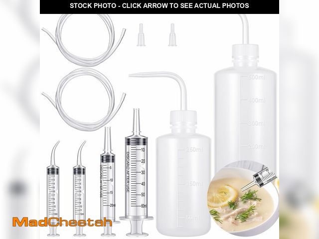 Lot 74-14426548 - Geiserailie 8 Pcs Soft &amp; Liquid Diet Kit 2 Large Plastic Syringe with Tube 2 Wash Bottles Squeez...