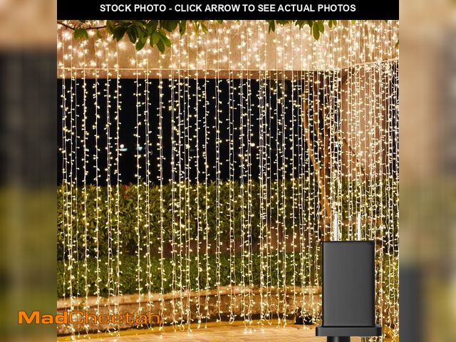 Lot 74-13954509 - Solhice LED Curtain Lights Outdoor 20ft x10ft, 600 LED Plug in Hanging String Lights Indoor Bedroom,...
