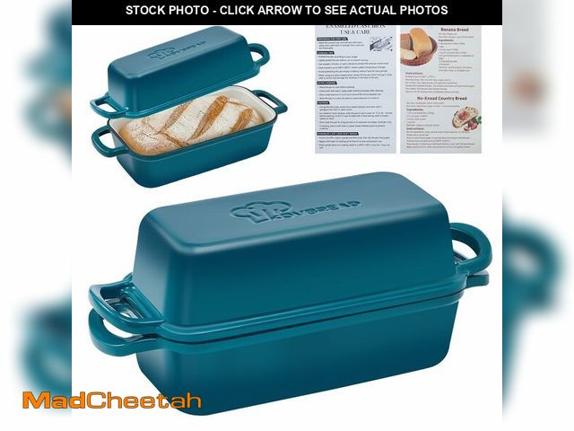 Lot 74-14269207 - KOVBREAD Cast Iron Loaf Pan with Lid 10x5 Inch Enameled Bread Loaf Pan for Sourdough, 2 Piece Set, E...
