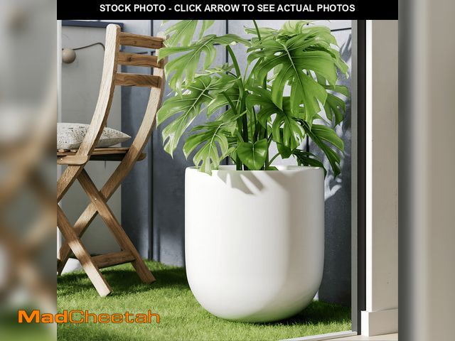 Lot 74-12782433 - BEMAY 12" Ceramic Plant Pots, Large Flower Pots with Drain Holes&amp; Plug Indoor Planter, White Out...