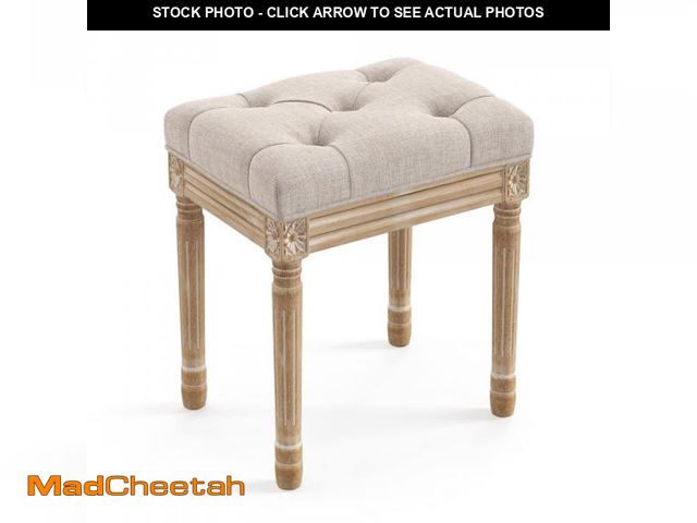Lot 74-12309638 - LUE BONA Upholstered Fabric Vanity Bench Seat, Makeup Stools for Vanity, Square Tufted Ottoman Bench...