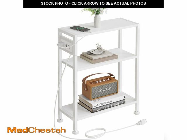 Lot 74-14065975 - Vantimo End Table with Charging Station, 3-Tier Side Table for Small Space, Skinny Nightstand with U...