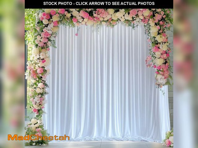 Lot 74-14274236 - Wokceer White Backdrop Curtain for Parties 10x10FT Photo Backdrop Drapes for Wedding Polyester White...