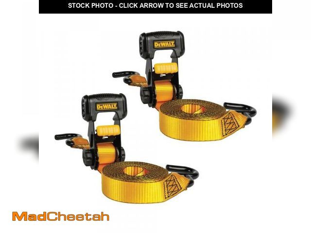 Lot 74-12516717 - (MISSING ONE RATCHET STRAP) DEWALT 1.25 in. x 16 ft. Ratchet Tie-Down Straps 3000 lbs. Break Strengt...