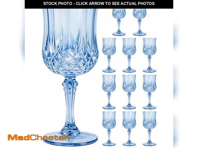 Lot 74-14384881 - SDBALLBZ Plastic Wine Glasses Set, 7oz Vintage Goblets Shatterproof Unbreakable Reusable &amp; Dispo...