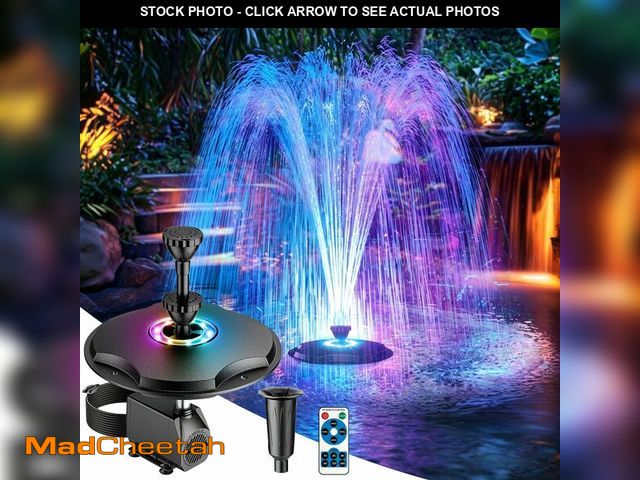 Lot 74-14264488 - Antfraer Floating Pond Fountain with Remote Control RGB LED Lights, 40W 660GPH Water Pump with 3 Spr...