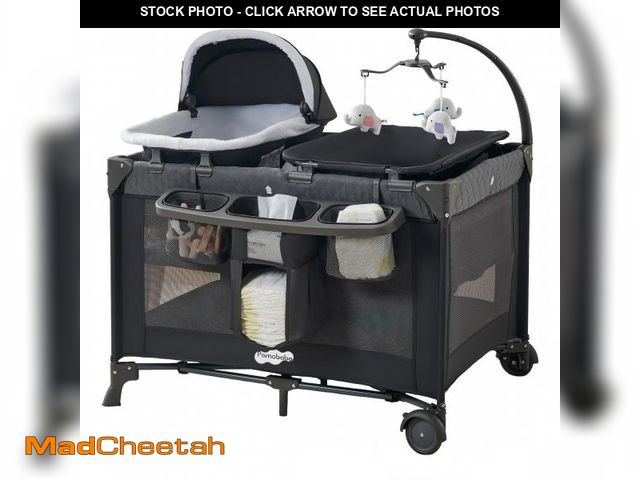 Lot 74-14608921 - Pamo Babe 4-in-1 Baby Playard with Bassinet &amp; Changing Table for Newborn,Grey - UNUSED