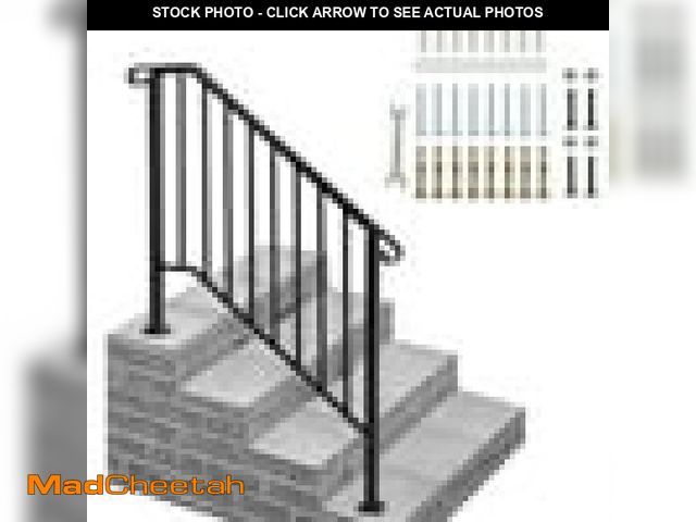 Lot 74-12482321 - Zimtown Handrails For Outside Steps Handrails For Stairs Fits 1-4 Step Wrought Iron Picket Handrail ...