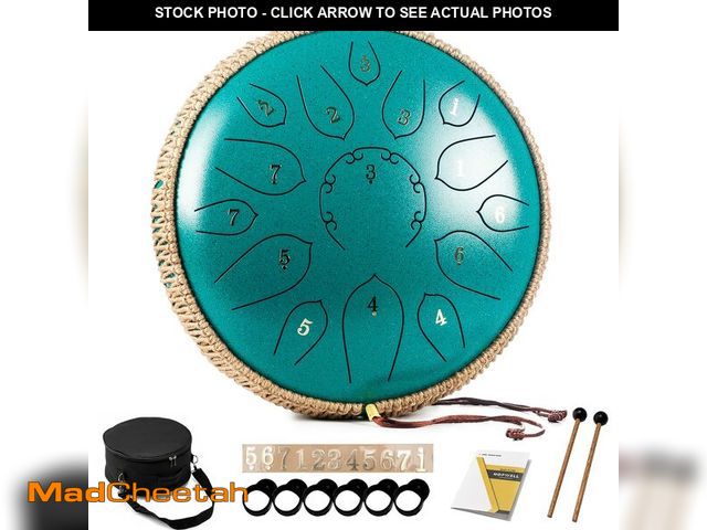 Lot 74-13950656 - HOPWELL Steel Tongue Drum - 15 Note 12 Inch Tongue Drums - Percussion Instruments - Hand Pan Drum wi...