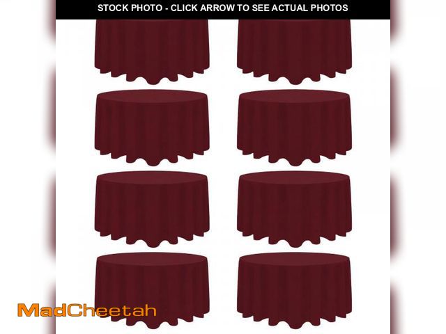 Lot 74-12437044 - Heneger 8 Pack Burgundy Round Tablecloth 90 Inch Stain and Wrinkle Resistant Round Burgundy Table Cl...