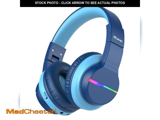 Lot 74-12049876 - iClever BTH12 Kids Bluetooth Headphones,Colorful LED Lights Kids Headphones Wireless,74/85dBA Safe V...