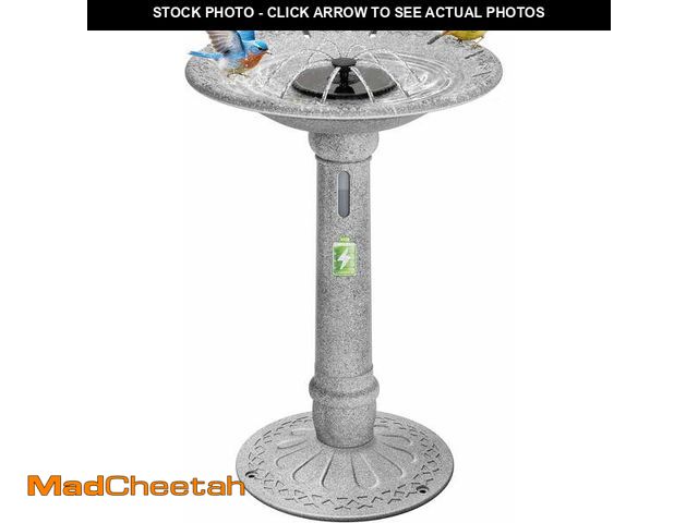 Lot 74-14587022 - SPECSTAR Solar Bird Bath with Fountain and Reservoir, Battery System, 20" Bowl 1.2 Gal ABS Outdoor B...