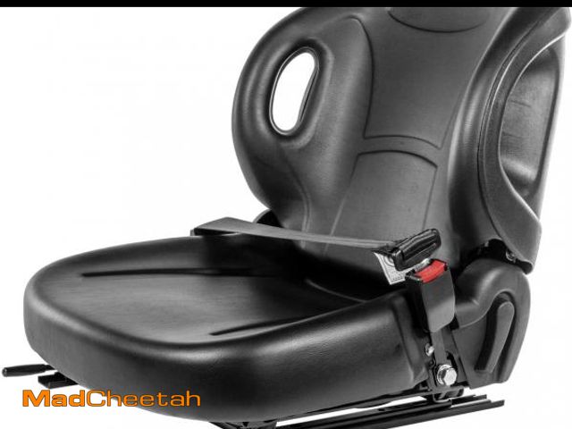 Lot 74-12288019 - Stark Universal Replacement Forklift Seat w/Retractable Seat Belt Switch for Cat, Clark, Komatsu, Ni...