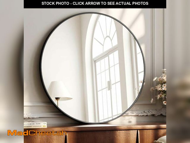 Lot 74-14436921 - YVANLA 24" Rounded Bathroom Wall Mirror Vanity Mirror,Black - UNUSED