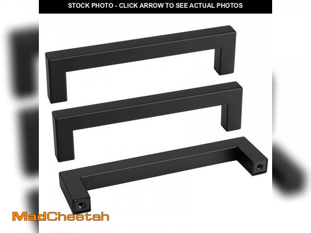 Lot 74-11550552 - goldenwarm 30 Pack 5 Inch Black Cabinet Handles - Matte Black Drawer Pulls Stainless Steel - 128mm C...