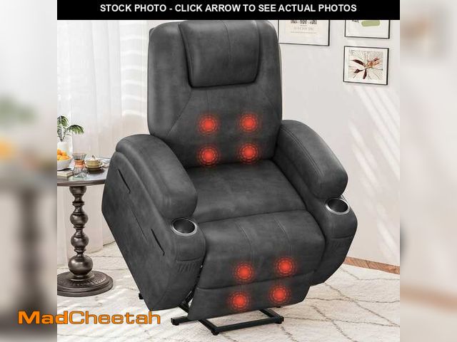 Lot 74-13738443 - LACOO Black Leather Standard (No Motion) Recliner with Power Lift - UNUSED