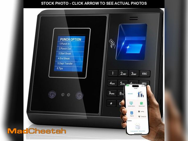 Lot 74-12979018 - Tymelix Time Clock for Small Business with App Control, Face/Fingerprint/Card/PIN, Local Data Storag...