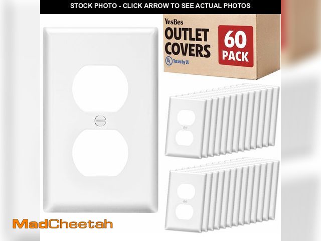 Lot 74-13711593 - 60 Pack Outlet Covers Bulk, Light Switch Cover Plate Standard Size 1-Gang 4.50" x 2.75", Duplex Wall...