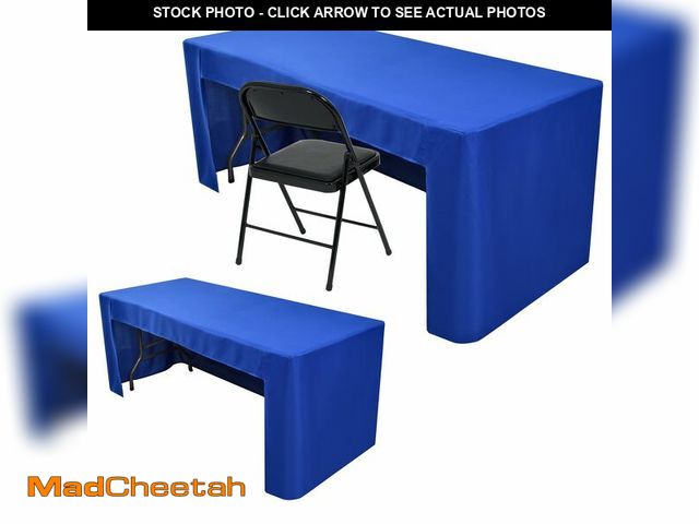 Lot 74-12704023 - Nasitos 2 Pack Royal Blue 6ft Table Cloth Fitted-Open Back Folding Table Cover Washable Fabric and W...