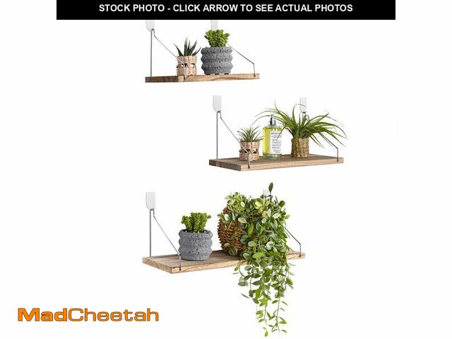 Lot 74-13952411 - MITIME Floating Shelves Set of 3 Rustic Solid Wood Floating Shelf Wall Storage Shelves for Living Ro...
