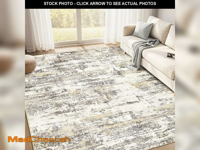 Lot 74-12774793 - 8x10 Modern Abstract Area Rug, Non-Slip, Low Pile, Foldable Distressed Rug for Living Room, Bedroom,...
