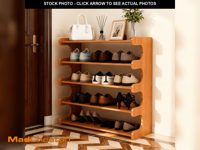 Lot 74-14435951 - MEHOOM 5 Tier Bamboo Shoe Rack Organizer for Closet, Entryway, Dorm, Garage, Sturdy Shoe Storage She...