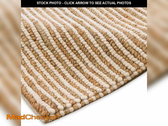 Lot 74-13709626 - FRELISH DECOR Wool and Jute Premium Handwoven Chunky Stripes Rug - Contemporary Doormat for Bedroom ...