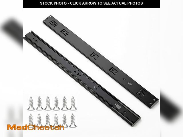 Lot 74-13773573 - Ravinte 22 Inch Soft Close Drawer Slides 1 Pairs 2 Pack Black Full Extension Ball Bearing Drawer Gli...