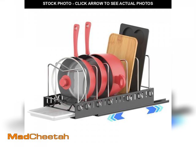 Lot 74-11547974 - CENLEN Pull Out Pots and Pans Organizer Under Cabinet, Slide Out Pot Lid Organizers Inside Cabinet, ...