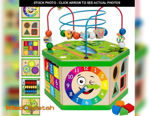 Lot 74-12718986 - Wooden Activity Cube for 1 Year old, 12-18 Month Boys &amp; Girls, 7-in-1 STEM Montessori Early Deve...