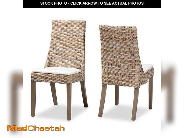 Lot 74-13821293 - bali &amp; pari Toby Greywashed Rattan Dining Chair - UNUSED