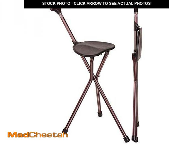 Lot 74-12399367 - Switch Sticks Folding Walking Cane With Seat For Seniors &amp; Adults, 34" Tall Quad Cane Chair, Lig...