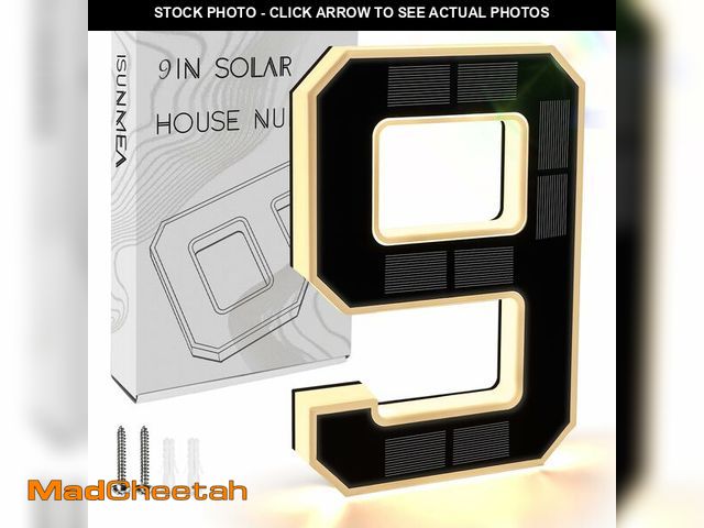 Lot 74-14268602 - ISUNMEA 9 Inch Solar Lighted House Numbers for Outside, Light Up Waterproof LED Address Numbers Sign...
