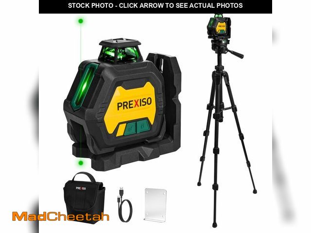 Lot 74-14271428 - PREXISO 360 Laser Level with Tripod &amp; 2 Plumb Dots - IP54 Rechargeable Point Cross Laser Level S...