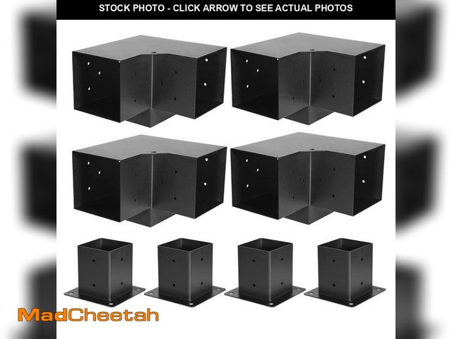Lot 74-14344417 - VEVOR Pergola Bracket Kit, 4 x 4 In. (3.5 x 3.5 Inner), 4 Pcs 3-Way Heavy Duty Corner Bracket, for G...