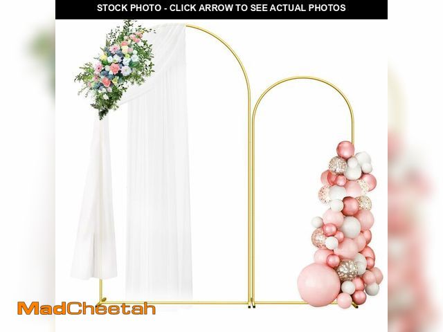 Lot 74-14215075 - Wedding Arch Backdrop Stand Set of 2 (7.3FT/6FT), Gold Metal Arch Backdrop Stand,Balloon Arch Stand ...