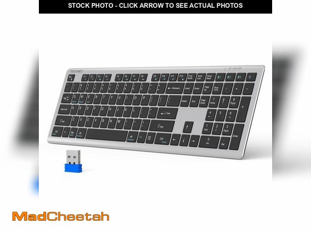 Lot 74-13477358 - TECKNET Bluetooth Keyboard Rechargeable, 4-Device Free Switching (2.4G+BT), Ultra-Slim Full Size Wir...