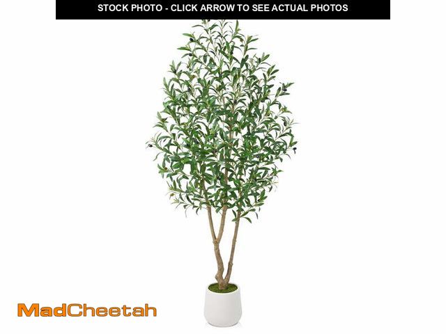 Lot 74-14371031 - DR.Planzen 6ft Dense Artificial Olive Tree - Faux Olive Plant for Indoor &amp; Outdoor Decor - Adjus...