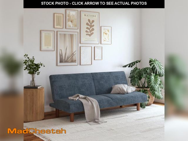 Lot 74-12427821 - DHP Myla 66.5" Armless Futon Sofa Bed and Convertible Couch, Blue Corduroy - UNUSED