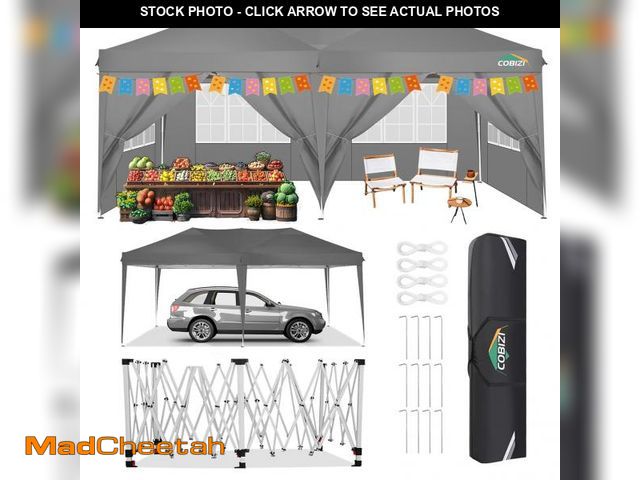 Lot 74-12205764 - COBIZI Canopy 10x20 Pop Up Canopy Tent with 6 Sidewalls, Waterproof Outdoor Event Shelter Gazebo Sun...