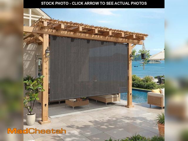 Lot 74-14259101 - Vicllax 10'Wx8'H Outdoor Roller Shades Blinds for Patio Porch Crank Operation Sun Blocking, Gray - U...