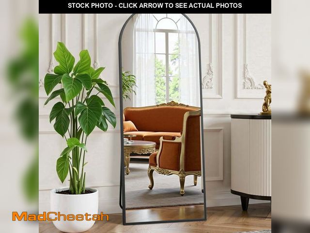 Lot 74-14309872 - EDX Arched Full Length Mirror 64"x21" Free Standing Wall Mounted Leaning Floor Mirrors, Black - UNUS...