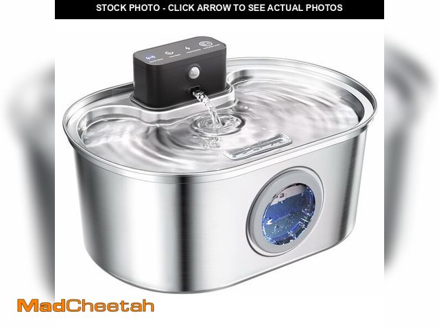 Lot 74-14424565 - Cat Water Fountain Wireless - Stainless Steel 3.2L/108oz Cordless Pet Fountain - Battery Operated Au...
