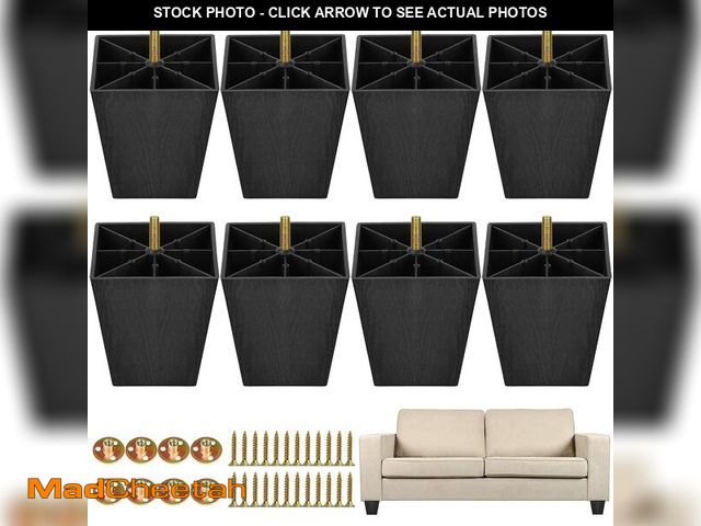 Lot 74-13966375 - TURSTIN 8 Pack 4 Inch Furniture Legs Plastic Sofa Couch Legs Square Tapered Feet Sofa Legs with M8 T...