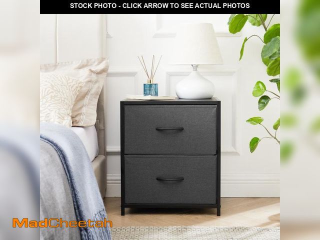 Lot 74-12525254 - Mainstays 2 Drawer Fabric Nightstand, Grey Finish - UNUSED
